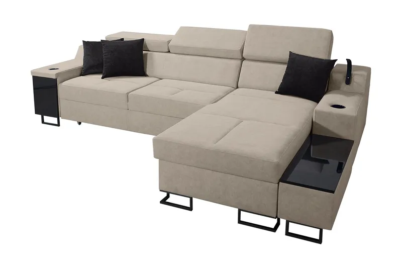 Seginus Bäddsoffa m. Divan Förvaring 3-sits 226x127, Beige