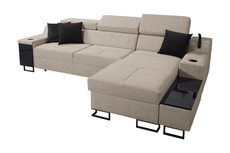 Seginus Bäddsoffa m. Divan Förvaring 3-sits 226x127, Beige
