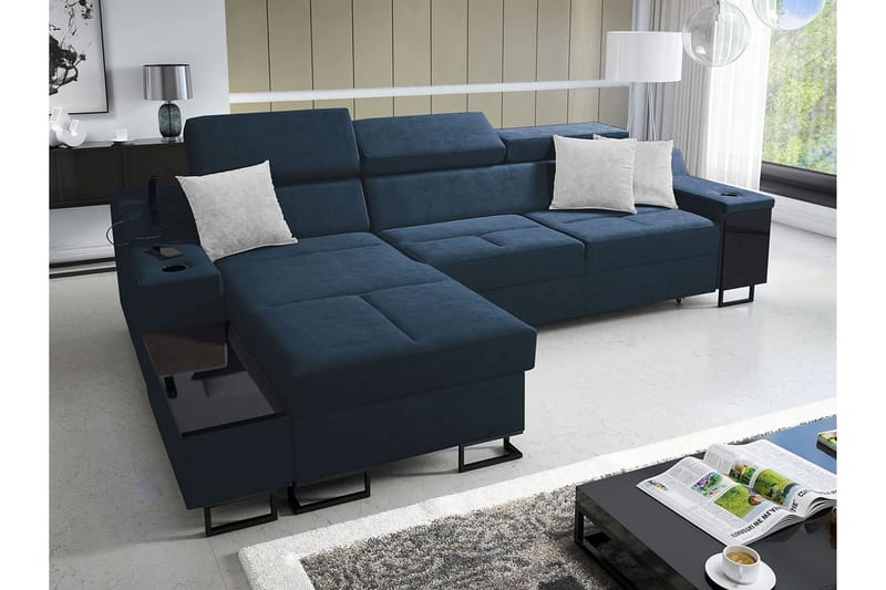 Seginus Bäddsoffa m. Divan Förvaring 3-sits 226x127 - Blå - Möbler - Soffa - Bäddsoffa - Bäddsoffa divan