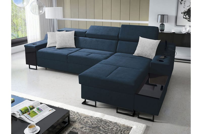 Seginus Bäddsoffa m. Divan Förvaring 3-sits 226x127 - Blå - Möbler - Soffa - Bäddsoffa - Bäddsoffa divan