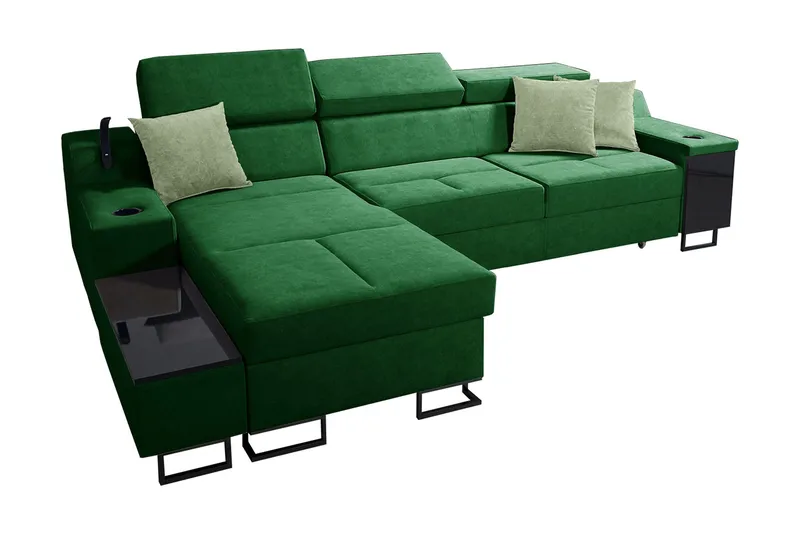 Seginus Bäddsoffa m. Divan Förvaring 3-sits 226x127, Grön