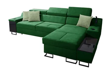 Seginus Bäddsoffa m. Divan Förvaring 3-sits 226x127 - Grön - Möbler - Soffa - Bäddsoffa - Bäddsoffa divan