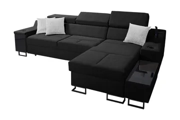 Seginus Bäddsoffa m. Divan Förvaring 3-sits 226x127 - Svart - Möbler - Soffa - Bäddsoffa - Bäddsoffa divan