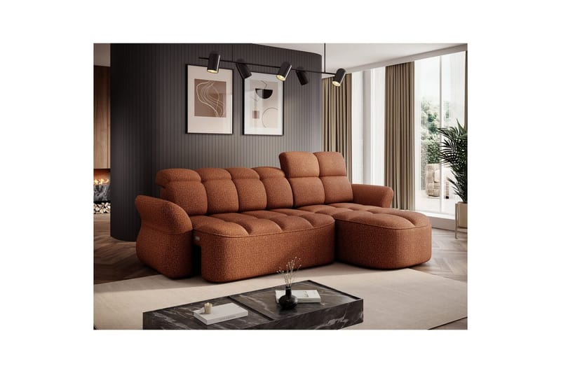 Sektionssoffa Eltap Beneth 301x115x185 cm - Breona 30, Orange, Höger - Möbler - Soffa - Bäddsoffa - Bäddsoffa divan