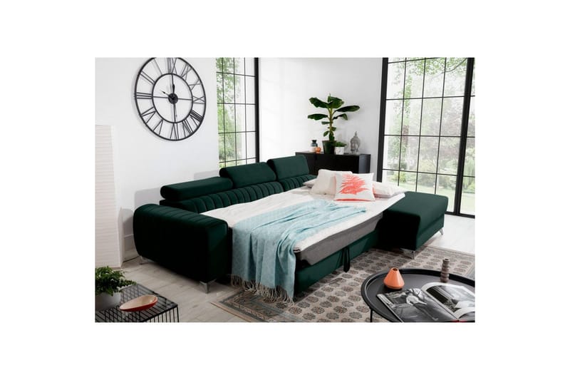 Sektionssoffa Eltap Grayson 278x205x92 cm - Loco 35, Mörkgrön, Höger - Möbler - Soffa - Bäddsoffa - Bäddsoffa divan