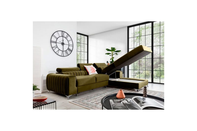 Sektionssoffa Eltap Grayson 278x205x92 cm - Nube 33, Grön, Höger - Möbler - Soffa - Bäddsoffa - Bäddsoffa divan