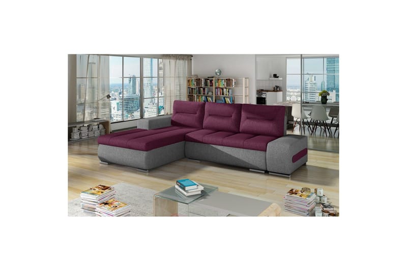 Sektionssoffa Eltap Ottavio 275x180x85 cm, Lars 68, Lars 98, Lila, Grå, Vänster