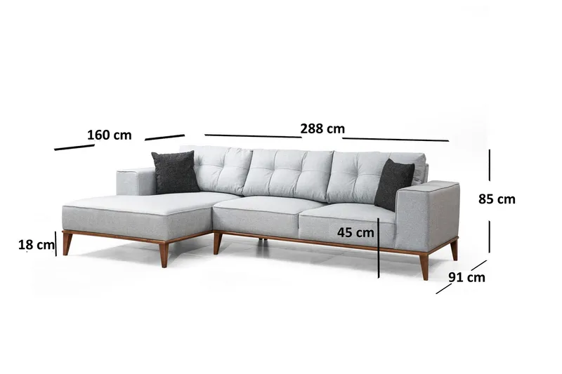 Shallo Bäddsoffa med Divan Vänster - Grå - Möbler - Soffa - Bäddsoffa - Bäddsoffa divan