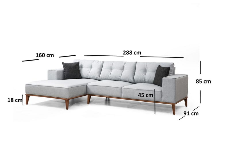 Shallo Bäddsoffa med Divan Vänster - Grå - Möbler - Soffa - Bäddsoffa - Bäddsoffa divan