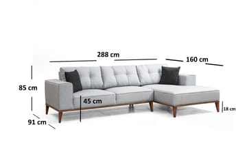 Thrill Bäddsoffa med Divan Höger - Grå - Möbler - Soffa - Bäddsoffa - Bäddsoffa divan