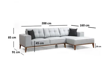 Thrill Bäddsoffa med Divan Höger - Grå - Möbler - Soffa - Bäddsoffa - Bäddsoffa divan