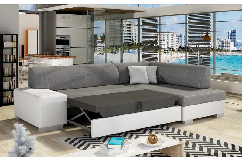 Tietaz Bäddsoffa med Divan, Grå/Svart