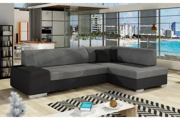 Tietaz Bäddsoffa med Divan - Grå/Svart - Möbler - Soffa - Bäddsoffa - Bäddsoffa divan