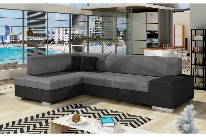 Tietaz Bäddsoffa med Divan, Grå/Svart