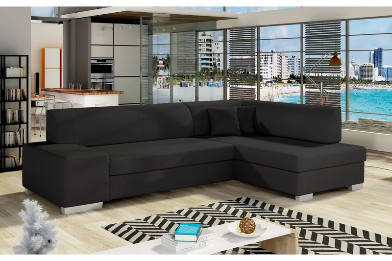 Tietaz Bäddsoffa med Divan, Svart