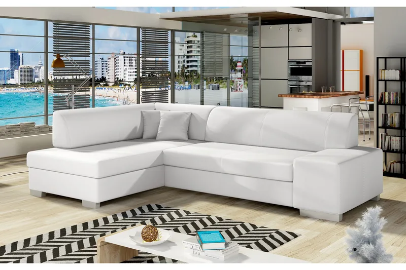 Tietaz Bäddsoffa med Divan - Vit - Möbler - Soffa - Bäddsoffa - Bäddsoffa divan