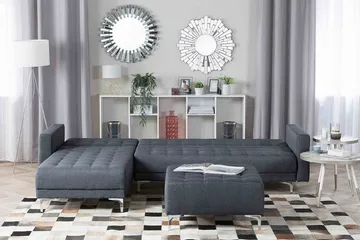 Toomey Hörnbäddsoffa Höger med Fotpall - Grå - Möbler - Soffa - Bäddsoffa - Bäddsoffa divan