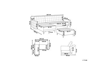 Toomey Hörnbäddsoffa Höger med Fotpall - Grå - Möbler - Soffa - Bäddsoffa - Bäddsoffa divan
