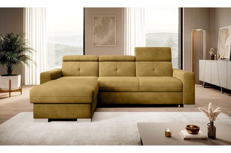 Trent Bäddsoffa m. Divan med Förvaring 3-sits, Gul