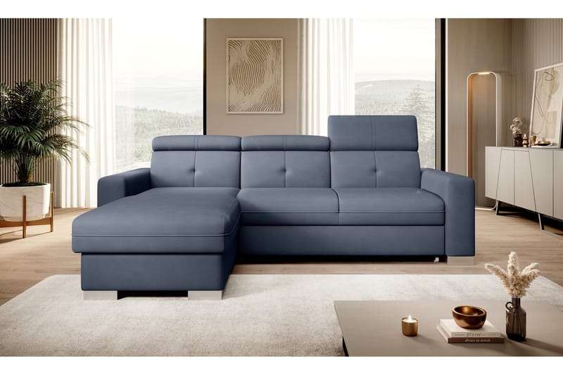 Trent Bäddsoffa m. Divan med Förvaring 3-sits, Mörkblå