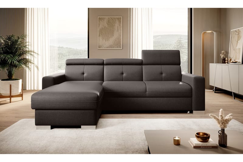 Trent Bäddsoffa m. Divan med Förvaring 3-sits, Mörkbrun