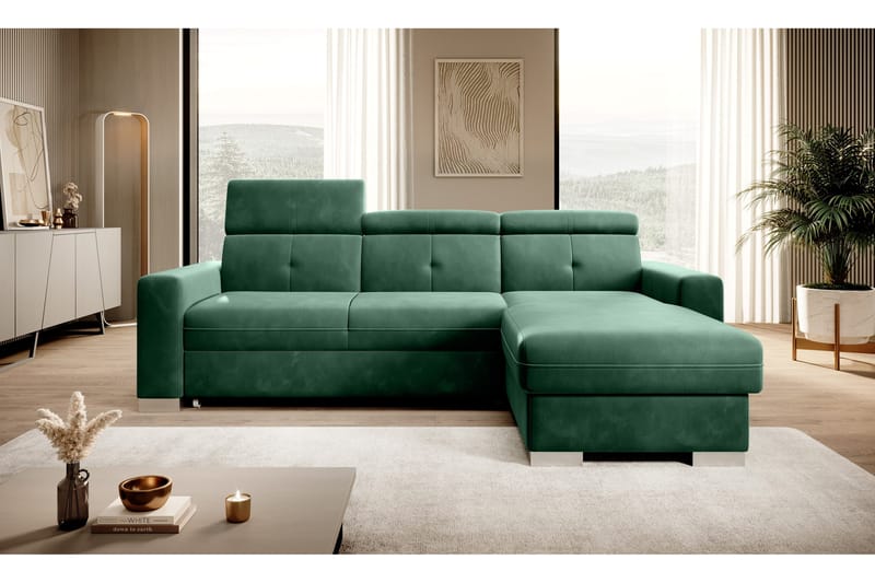 Trent Bäddsoffa m. Divan med Förvaring 3-sits - Mörkgrön - Möbler - Soffa - Bäddsoffa - Bäddsoffa divan