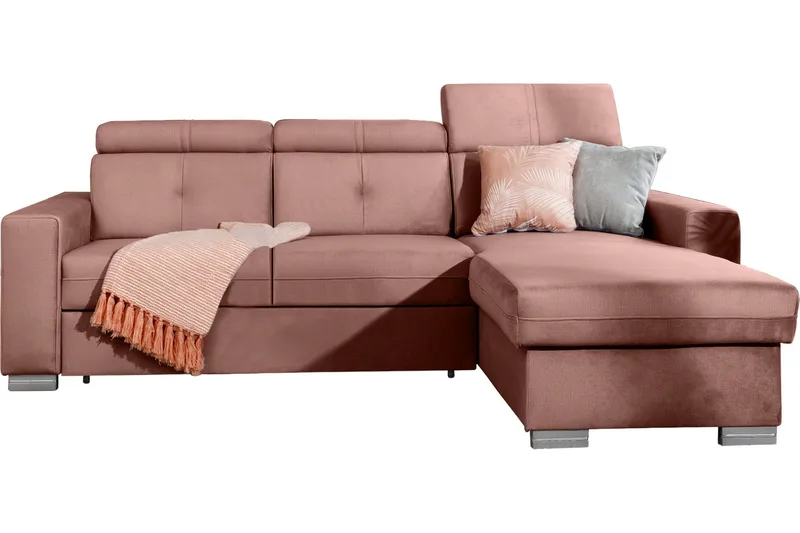 Trent Bäddsoffa m. Divan med Förvaring 3-sits, Rosa