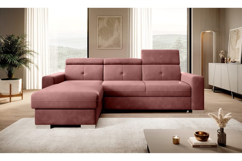 Trent Bäddsoffa m. Divan med Förvaring 3-sits - Rosa - Möbler - Soffa - Bäddsoffa - Bäddsoffa divan