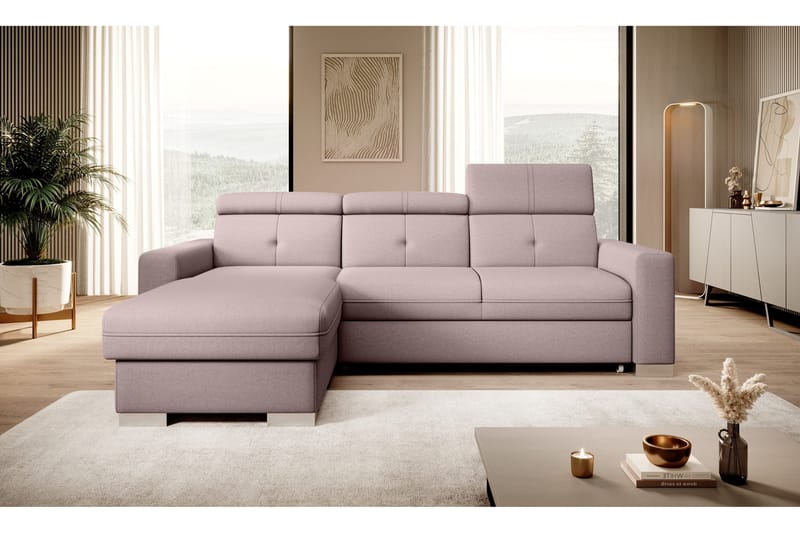 Trent Bäddsoffa m. Divan med Förvaring 3-sits - Rosa - Möbler - Soffa - Bäddsoffa - Bäddsoffa divan