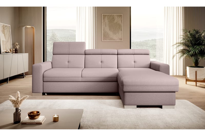 Trent Bäddsoffa m. Divan med Förvaring 3-sits - Rosa - Möbler - Soffa - Bäddsoffa - Bäddsoffa divan