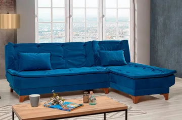 Turso Bäddsoffa med Divan Höger - Blå - Möbler - Soffa - Bäddsoffa - Bäddsoffa divan