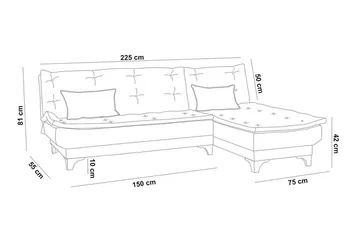 Turso Bäddsoffa med Divan Höger - Grå - Möbler - Soffa - Bäddsoffa - Bäddsoffa divan