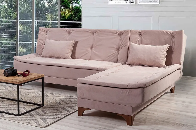 Turso Bäddsoffa med Divan Höger - Ljusbrun - Möbler - Soffa - Bäddsoffa - Bäddsoffa divan