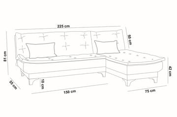 Turso Bäddsoffa med Divan Höger - Ljusbrun - Möbler - Soffa - Bäddsoffa - Bäddsoffa divan