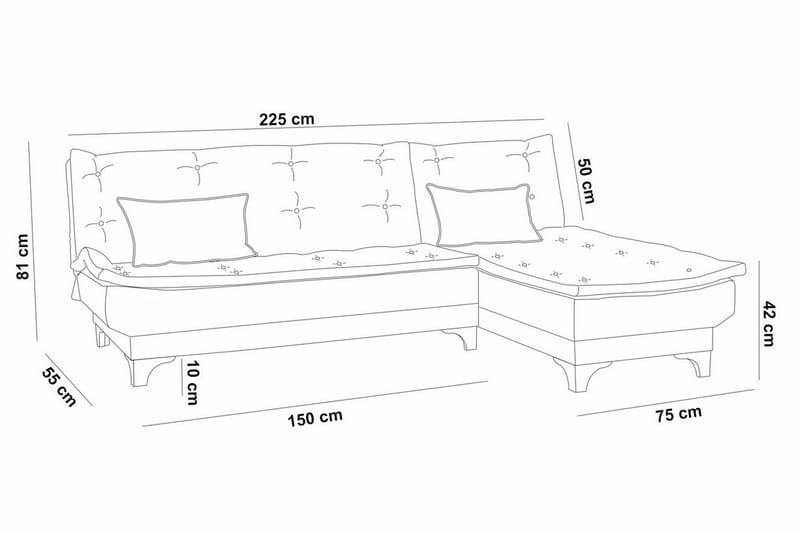 Turso Bäddsoffa med Divan Höger - Ljusbrun - Möbler - Soffa - Bäddsoffa - Bäddsoffa divan
