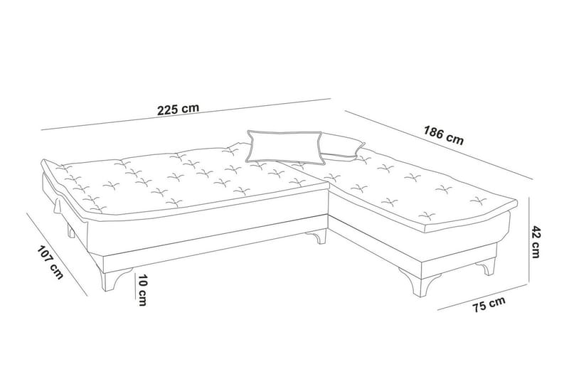Turso Bäddsoffa med Divan Höger - Ljusbrun - Möbler - Soffa - Bäddsoffa - Bäddsoffa divan