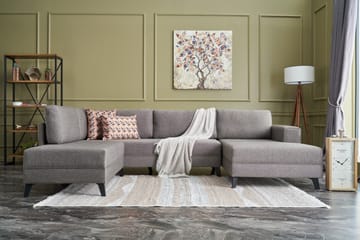 U-bäddsoffa Caripce - Brun/Svart - Möbler - Soffa - Bäddsoffa - Bäddsoffa divan
