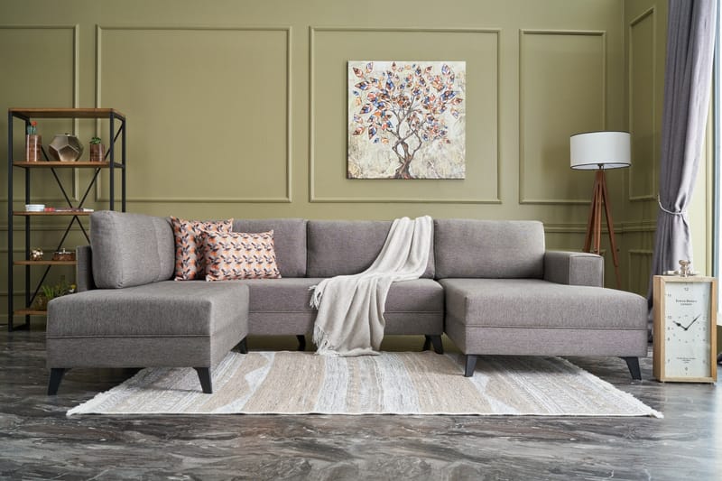 U-bäddsoffa Caripce - Brun/Svart - Möbler - Soffa - Bäddsoffa - Bäddsoffa divan
