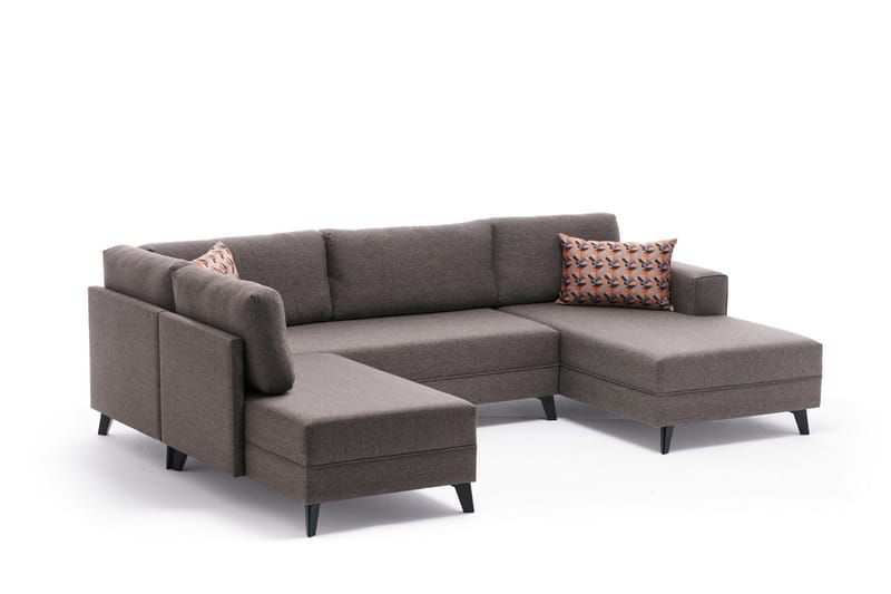 U-bäddsoffa Caripce - Brun/Svart - Möbler - Soffa - Bäddsoffa - Bäddsoffa divan