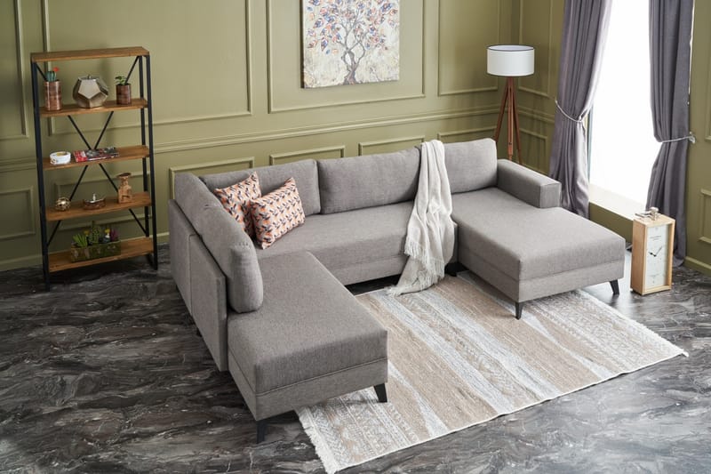 U-bäddsoffa Caripce - Brun/Svart - Möbler - Soffa - Bäddsoffa - Bäddsoffa divan