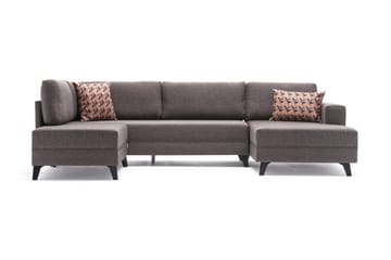 U-bäddsoffa Caripce - Brun/Svart - Möbler - Soffa - Bäddsoffa - Bäddsoffa divan