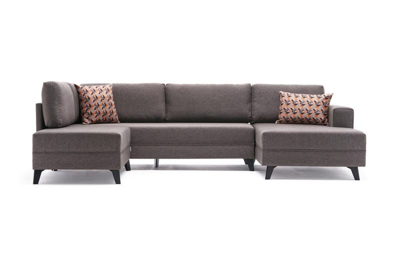 U-bäddsoffa Caripce - Brun/Svart - Möbler - Soffa - Bäddsoffa - Bäddsoffa divan