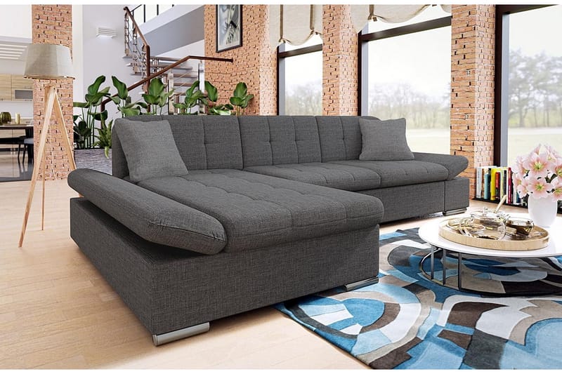 U-Bäddsoffa Malwi 278x162x76 cm - Grå - Möbler - Soffa - Bäddsoffa - Bäddsoffa divan
