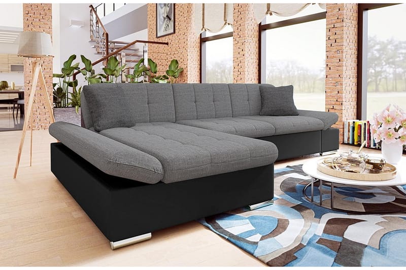 U-Bäddsoffa Malwi 278x162x76 cm - Grå - Skinnsoffa - Bäddsoffa divan