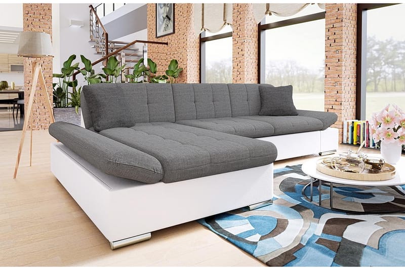 U-Bäddsoffa Malwi 278x162x76 cm - Grå/Vit - Möbler - Soffa - Bäddsoffa - Bäddsoffa divan