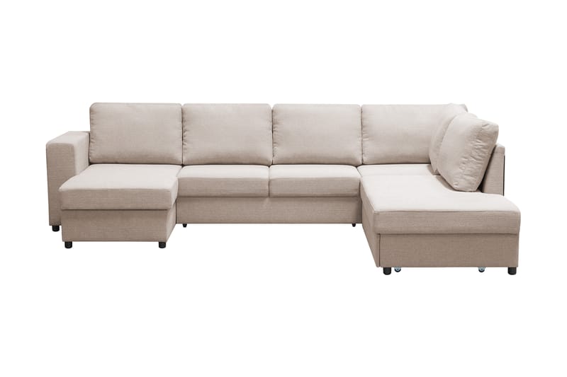 U-Bäddsoffa Mantova Höger - Beige - Bäddsoffa divan