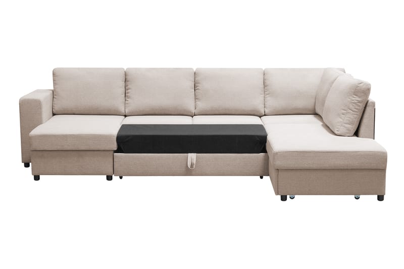 U-Bäddsoffa Mantova Höger - Beige - Bäddsoffa divan