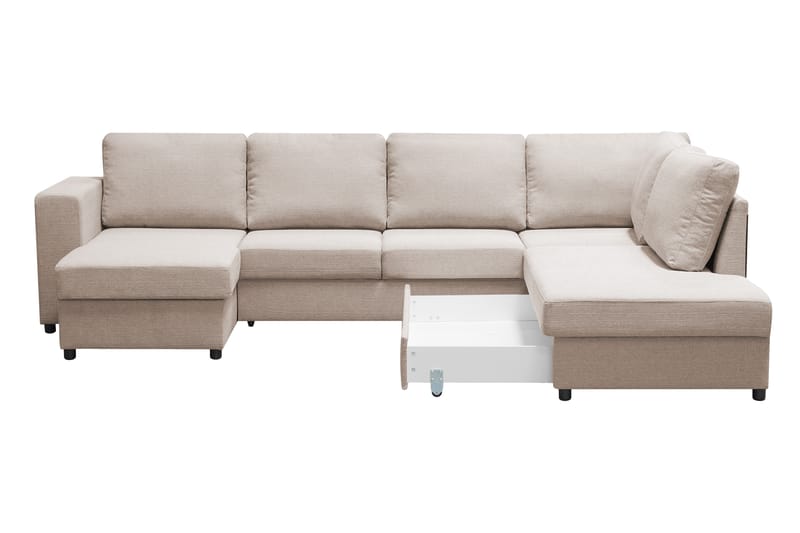 U-Bäddsoffa Mantova Höger - Beige - Bäddsoffa divan