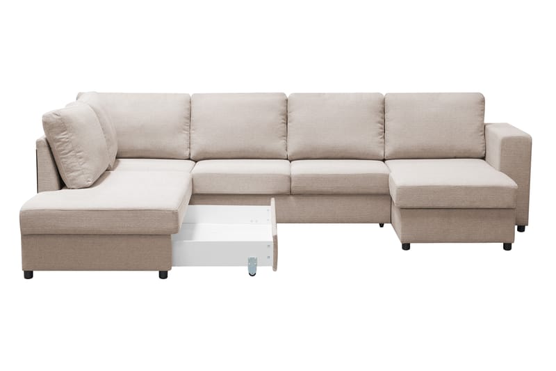 U-Bäddsoffa Mantova Vänster - Beige - Bäddsoffa divan