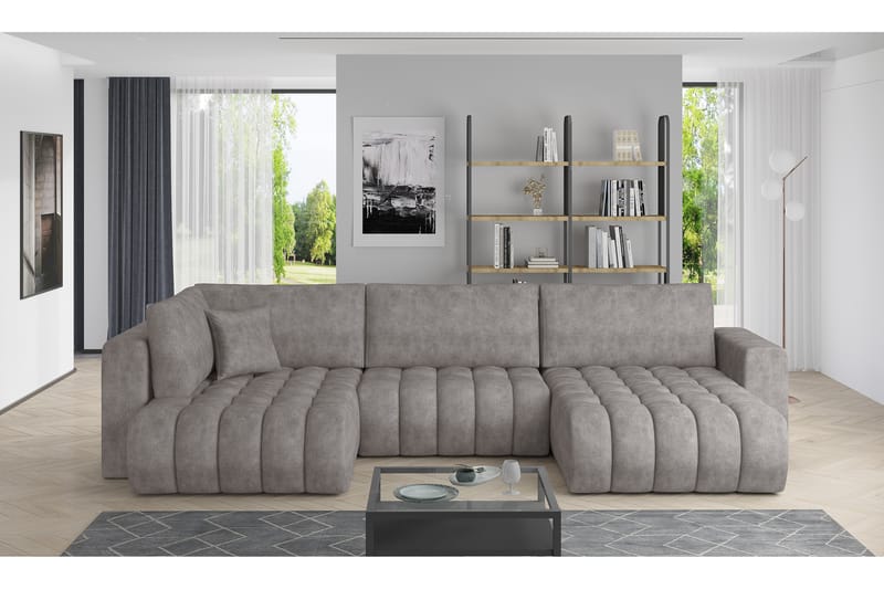 U-bäddsoffa Robstown Divan Höger - Grå - Möbler - Soffa - Bäddsoffa - Bäddsoffa divan